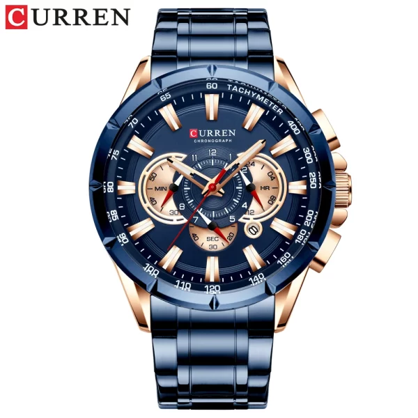 Men New CURREN Casual Sport Chronograph Men's Watch Stainless Steel Band Wristwatch Big Dial Quartz Clock with Luminous Pointers - Image 16