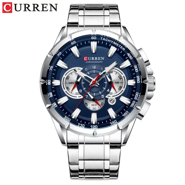 Men New CURREN Casual Sport Chronograph Men's Watch Stainless Steel Band Wristwatch Big Dial Quartz Clock with Luminous Pointers - Image 12