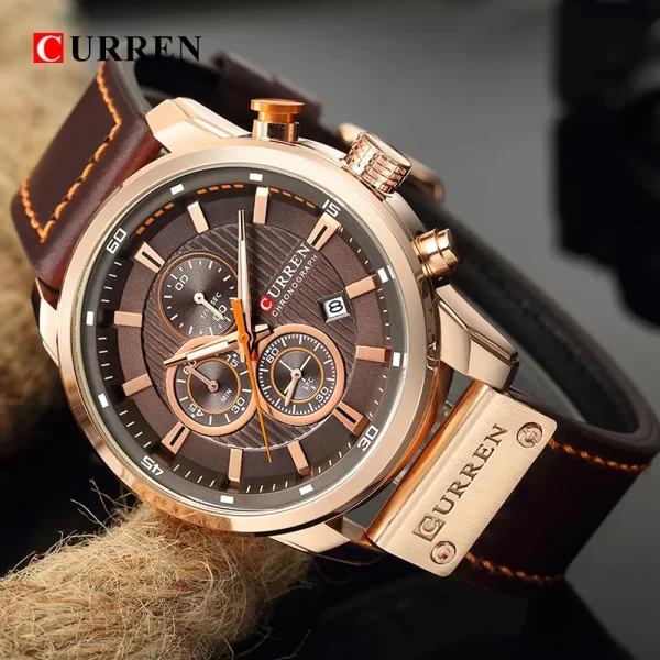 CURREN Brand Watch Men Leather Sports Watches Men's Army Military Quartz Wristwatch Chronograph Male Clock Relogio Masculino - Image 3