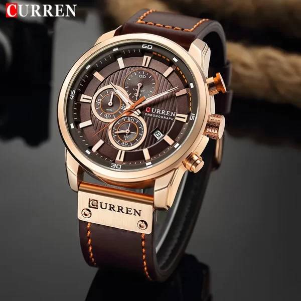 CURREN Brand Watch Men Leather Sports Watches Men's Army Military Quartz Wristwatch Chronograph Male Clock Relogio Masculino - Image 2