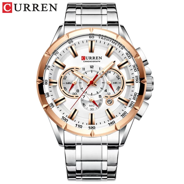 Men New CURREN Casual Sport Chronograph Men's Watch Stainless Steel Band Wristwatch Big Dial Quartz Clock with Luminous Pointers - Image 13