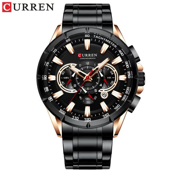 Men New CURREN Casual Sport Chronograph Men's Watch Stainless Steel Band Wristwatch Big Dial Quartz Clock with Luminous Pointers - Image 14