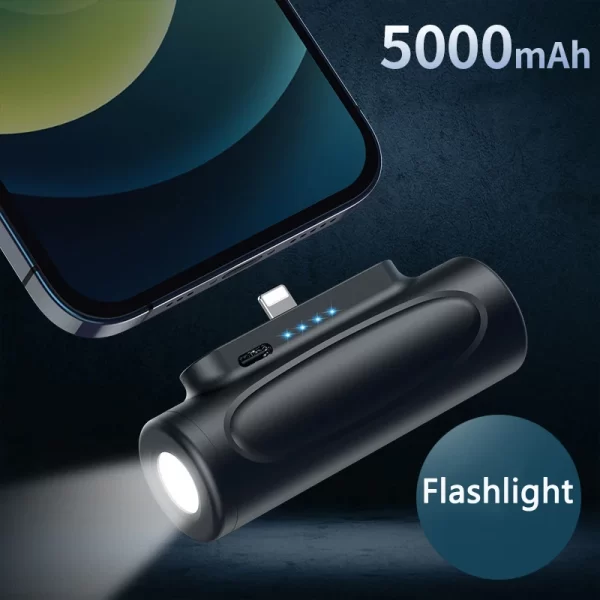 5000mAh Mini Power Bank with LED Light