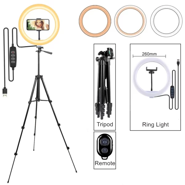 Selfie Ring Lamp Led Ring Light Selfie With Tripod Ring For Selfie Phone Video Photography Lighting For Youtube Phone Holder - Image 7