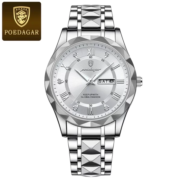 POEDAGAR Top Brand Luxury Man Wristwatch Waterproof Luminous Date Week Men Watches Stainless Steel Quartz Men's Watch Male reloj - Image 10