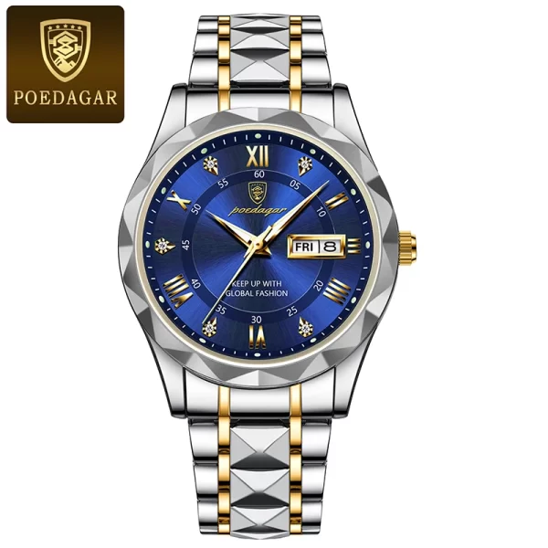 POEDAGAR Top Brand Luxury Man Wristwatch Waterproof Luminous Date Week Men Watches Stainless Steel Quartz Men's Watch Male reloj - Image 13