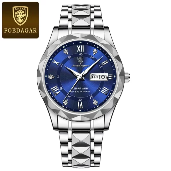 POEDAGAR Top Brand Luxury Man Wristwatch Waterproof Luminous Date Week Men Watches Stainless Steel Quartz Men's Watch Male reloj - Image 11