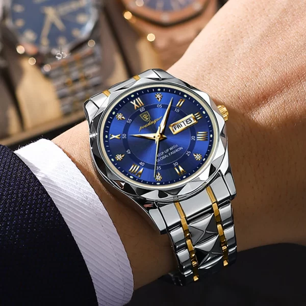 POEDAGAR Top Brand Luxury Man Wristwatch Waterproof Luminous Date Week Men Watches Stainless Steel Quartz Men's Watch Male reloj - Image 5