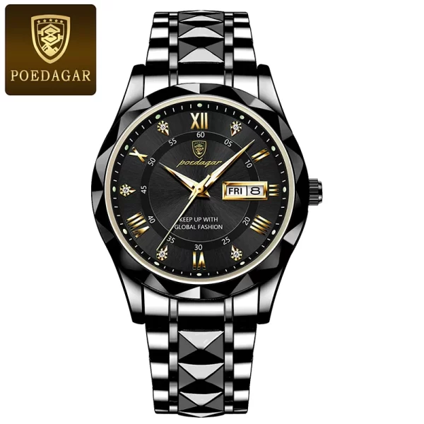 POEDAGAR Top Brand Luxury Man Wristwatch Waterproof Luminous Date Week Men Watches Stainless Steel Quartz Men's Watch Male reloj - Image 15