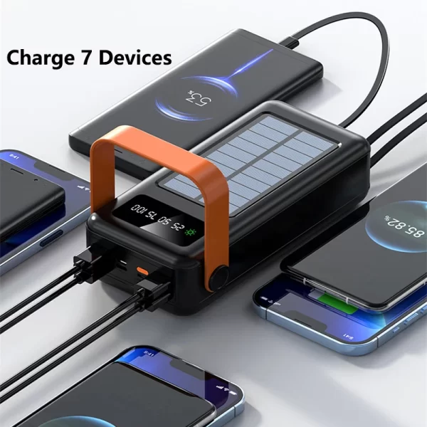 Solar Power Bank 50000mAh Built in Cable Portable Charger External Battery Pack Powerbank 50000 For iPhone Xiaomi Samsung Huawei - Image 5