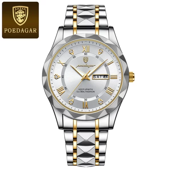 POEDAGAR Top Brand Luxury Man Wristwatch Waterproof Luminous Date Week Men Watches Stainless Steel Quartz Men's Watch Male reloj - Image 8