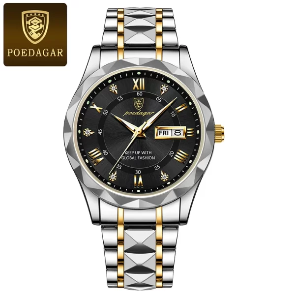 POEDAGAR Top Brand Luxury Man Wristwatch Waterproof Luminous Date Week Men Watches Stainless Steel Quartz Men's Watch Male reloj - Image 7