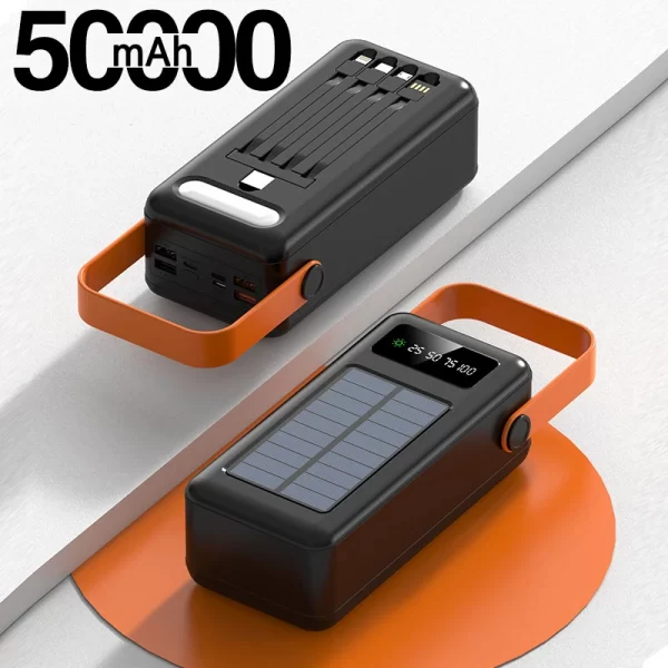 Solar Power Bank 50000mAh Built in Cable Portable Charger External Battery Pack Powerbank 50000 For iPhone Xiaomi Samsung Huawei - Image 9