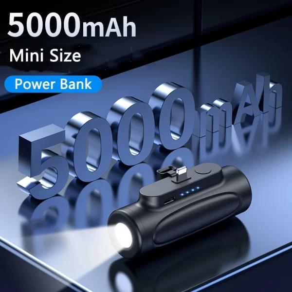 5000mAh Mini Power Bank with LED Light - Image 3