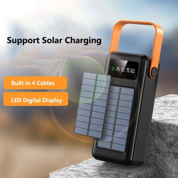 Solar Power Bank 50000mAh Built in Cable Portable Charger External Battery Pack Powerbank 50000 For iPhone Xiaomi Samsung Huawei - Image 4